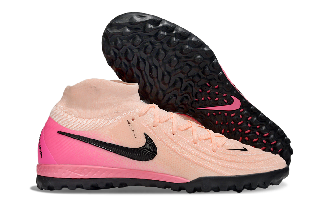 Phantom Luna Elite NU Men's Full Knit Waterproof TF Grass Stud Soccer Shoes with MD Sole - Crimson Tint/Black/Pink Blast
