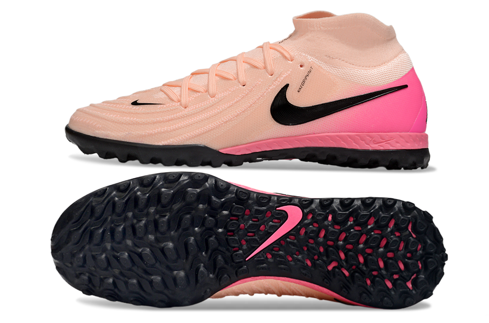 Phantom Luna Elite NU Men's Full Knit Waterproof TF Grass Stud Soccer Shoes with MD Sole - Crimson Tint/Black/Pink Blast