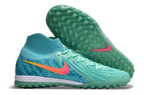 Phantom Luna Elite NU Men's Full Knit Waterproof TF Grass Stud Soccer Shoes with MD Sole - Green/Blue/Pink
