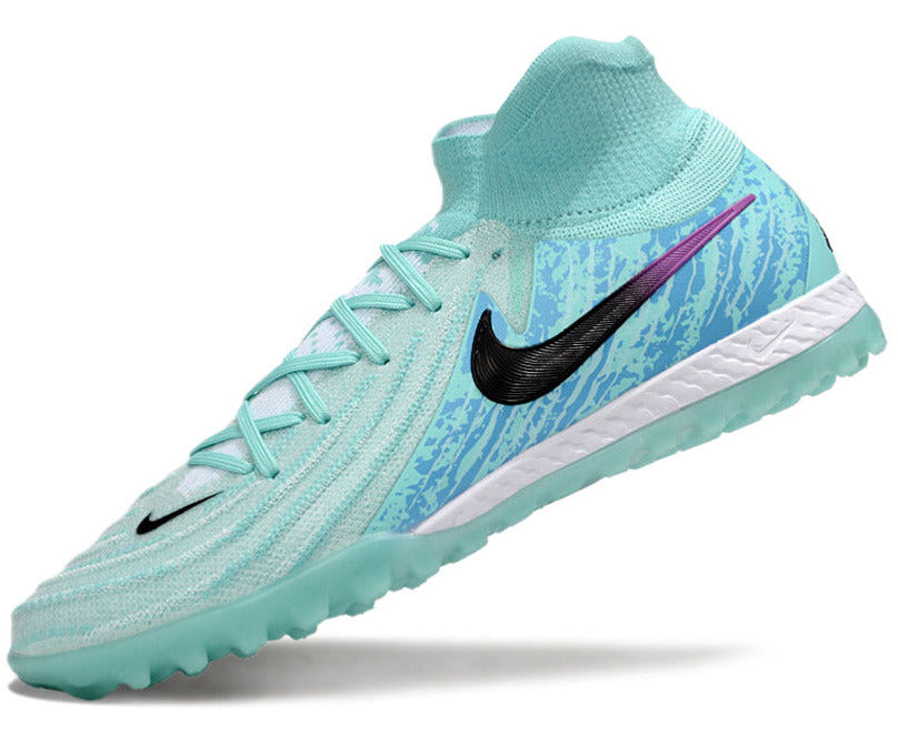 Phantom Luna Elite NU Men's Full Knit Waterproof TF Grass Stud Soccer Shoes with MD Sole - Green/Blue/Silver/Black