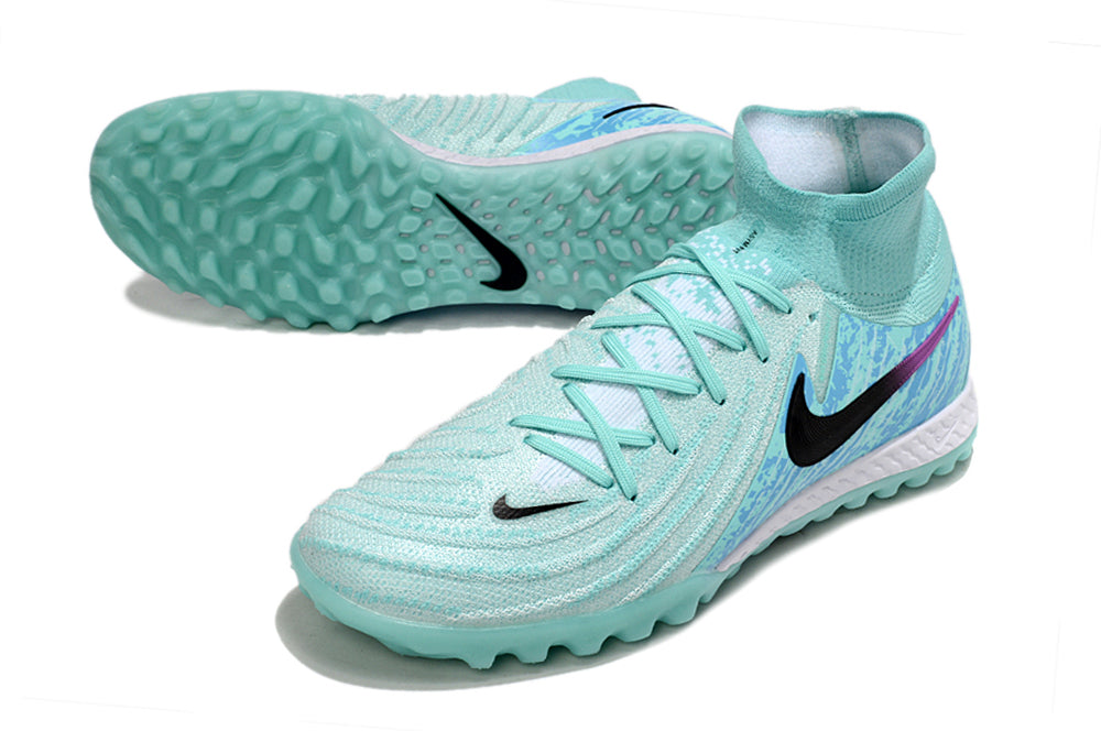 Phantom Luna Elite NU Men's Full Knit Waterproof TF Grass Stud Soccer Shoes with MD Sole - Green/Blue/Silver/Black