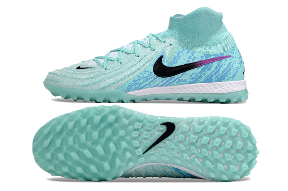 Phantom Luna Elite NU Men's Full Knit Waterproof TF Grass Stud Soccer Shoes with MD Sole - Green/Blue/Silver/Black