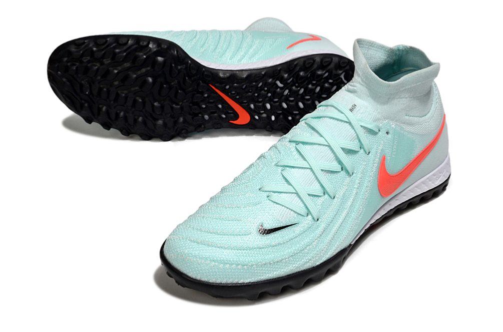 Phantom Luna Elite NU Men's Full Knit Waterproof TF Grass Stud Soccer Shoes with MD Sole - Mint/Red/Black/White