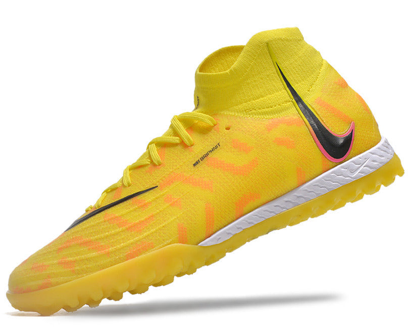 Phantom Luna Elite NU Men's Full Knit Waterproof TF Grass Stud Soccer Shoes with MD Sole - Neon Yellow/Orange//Black/White
