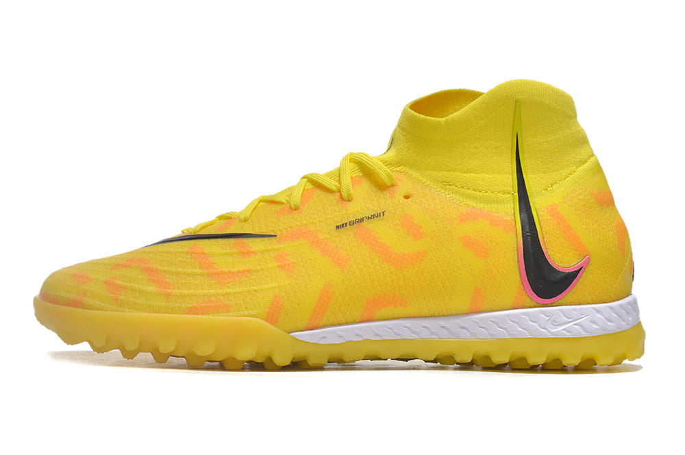 Phantom Luna Elite NU Men's Full Knit Waterproof TF Grass Stud Soccer Shoes with MD Sole - Neon Yellow/Orange//Black/White