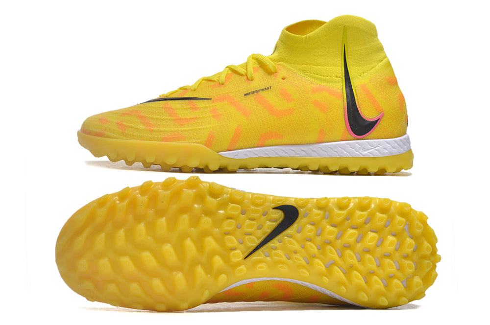 Phantom Luna Elite NU Men's Full Knit Waterproof TF Grass Stud Soccer Shoes with MD Sole - Neon Yellow/Orange//Black/White
