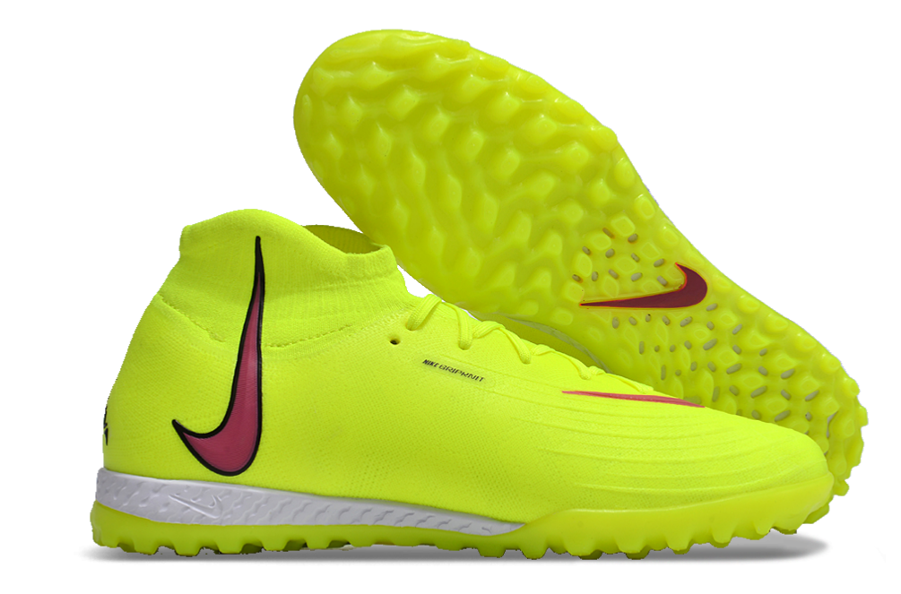 Phantom Luna Elite NU Men's Full Knit Waterproof TF Grass Stud Soccer Shoes with MD Sole - Neon Yellow/Red//Black/White