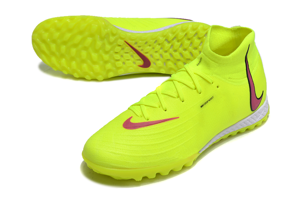 Phantom Luna Elite NU Men's Full Knit Waterproof TF Grass Stud Soccer Shoes with MD Sole - Neon Yellow/Red//Black/White