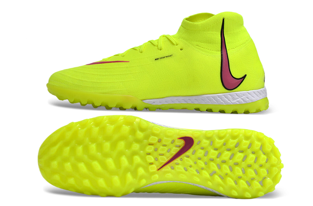 Phantom Luna Elite NU Men's Full Knit Waterproof TF Grass Stud Soccer Shoes with MD Sole - Neon Yellow/Red//Black/White