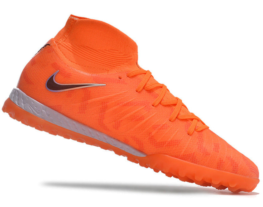 Phantom Luna Elite NU Men's Full Knit Waterproof TF Grass Stud Soccer Shoes with MD Sole - Orange/Black/White