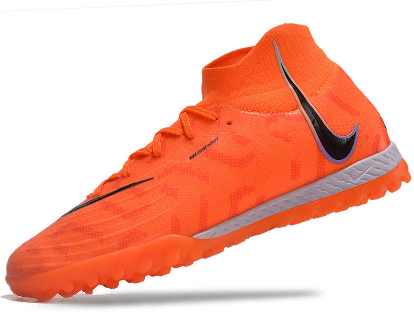 Phantom Luna Elite NU Men's Full Knit Waterproof TF Grass Stud Soccer Shoes with MD Sole - Orange/Black/White