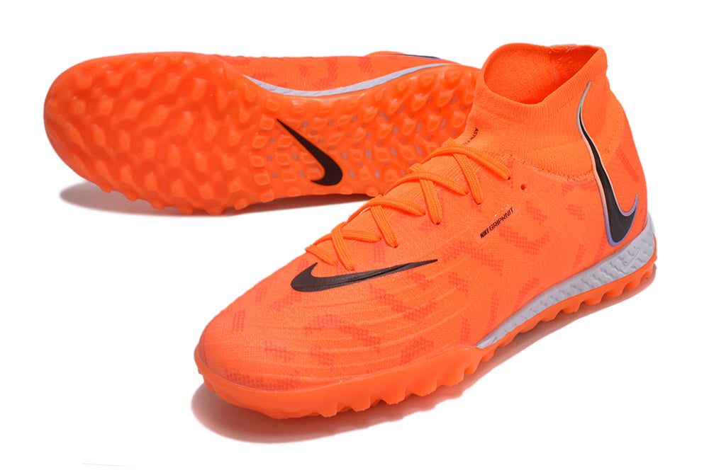 Phantom Luna Elite NU Men's Full Knit Waterproof TF Grass Stud Soccer Shoes with MD Sole - Orange/Black/White