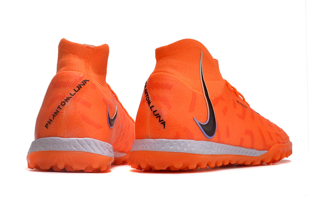 Phantom Luna Elite NU Men's Full Knit Waterproof TF Grass Stud Soccer Shoes with MD Sole - Orange/Black/White