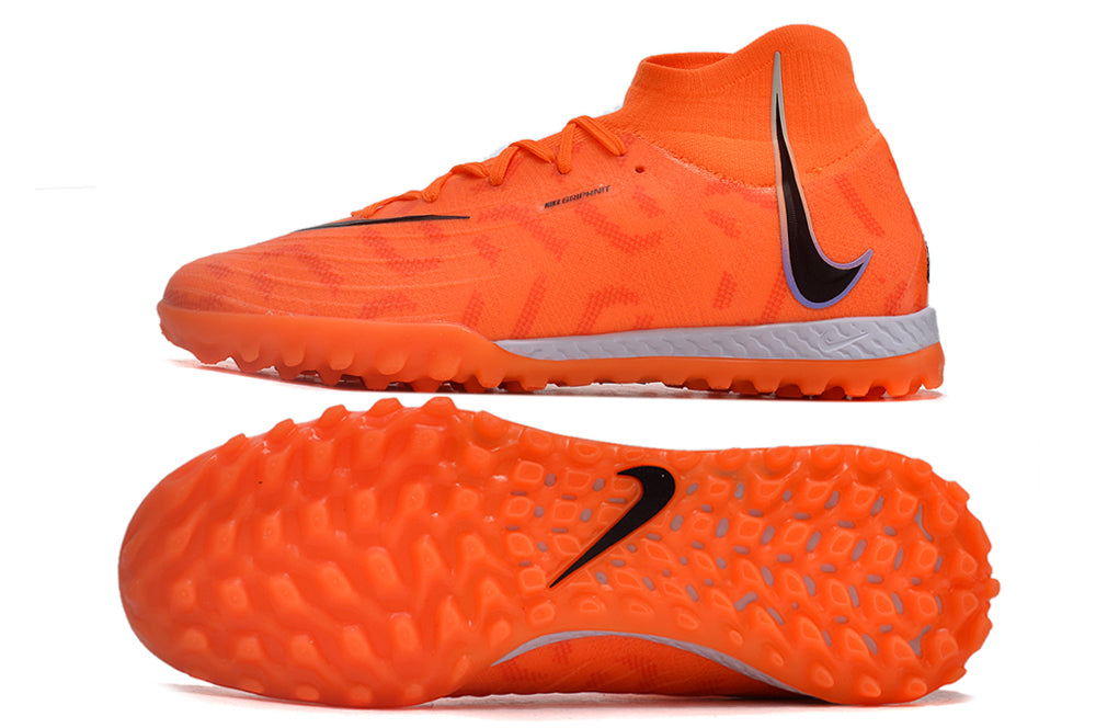 Phantom Luna Elite NU Men's Full Knit Waterproof TF Grass Stud Soccer Shoes with MD Sole - Orange/Black/White