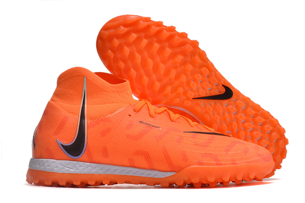 Phantom Luna Elite NU Men's Full Knit Waterproof TF Grass Stud Soccer Shoes with MD Sole - Orange/Black/White