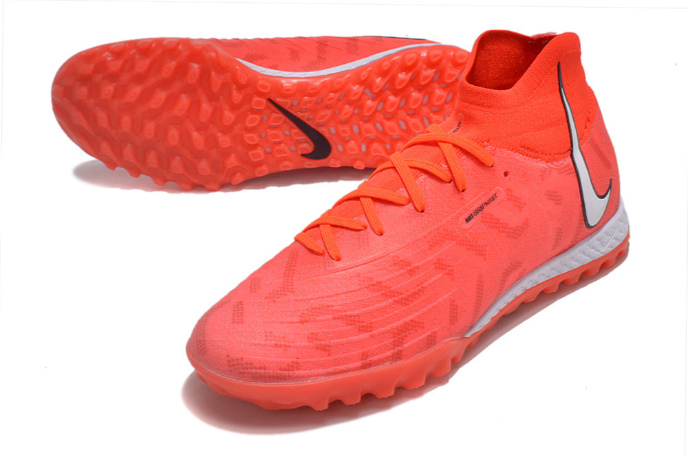 Phantom Luna Elite NU Men's Full Knit Waterproof TF Grass Stud Soccer Shoes with MD Sole - Orange/White/Black