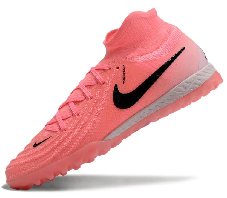 Phantom Luna Elite NU Men's Full Knit Waterproof TF Grass Stud Soccer Shoes with MD Sole - Pink/Black/White