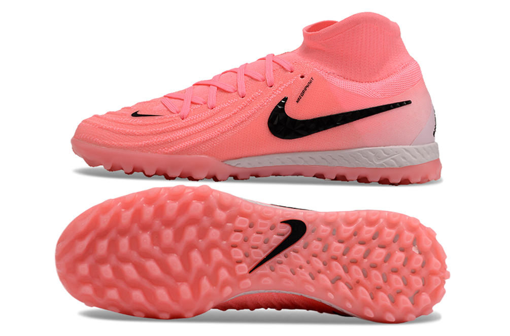 Phantom Luna Elite NU Men's Full Knit Waterproof TF Grass Stud Soccer Shoes with MD Sole - Pink/Black/White