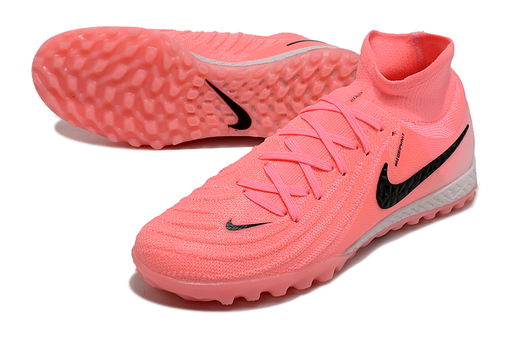 Phantom Luna Elite NU Men's Full Knit Waterproof TF Grass Stud Soccer Shoes with MD Sole - Pink/Black/White