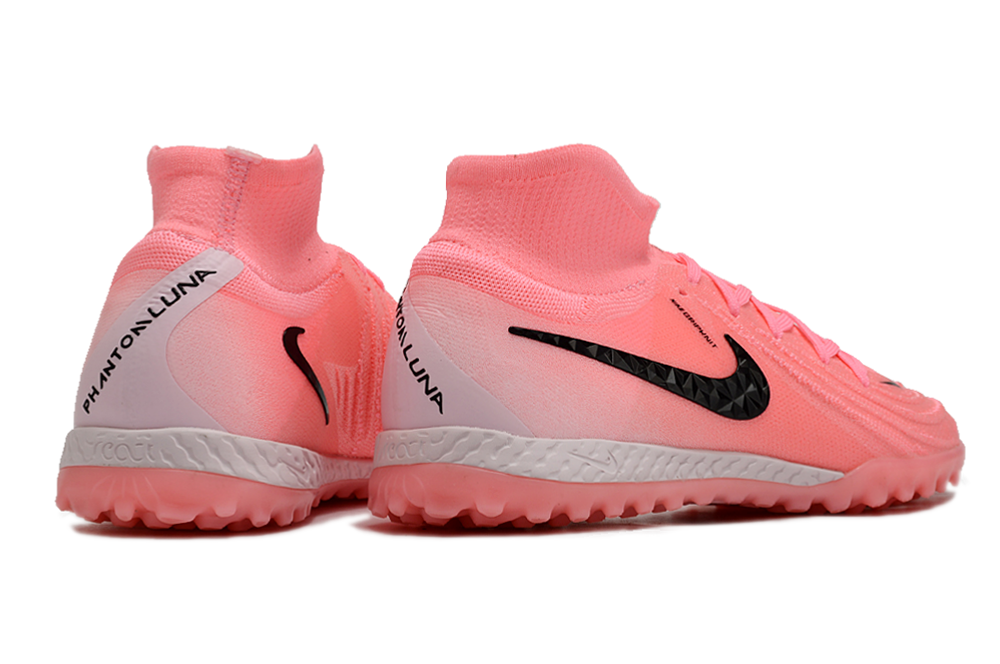 Phantom Luna Elite NU Men's Full Knit Waterproof TF Grass Stud Soccer Shoes with MD Sole - Pink/Black/White