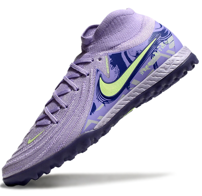 Phantom Luna Elite NU Men's Full Knit Waterproof TF Grass Stud Soccer Shoes with MD Sole - Purple Agate/Barely Volt