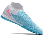Phantom Luna Elite NU Men's Full Knit Waterproof TF Grass Stud Soccer Shoes with MD Sole - Sky Blue/White/Red