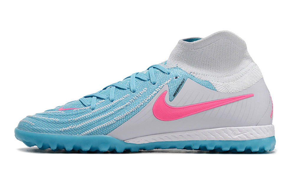 Phantom Luna Elite NU Men's Full Knit Waterproof TF Grass Stud Soccer Shoes with MD Sole - Sky Blue/White/Red