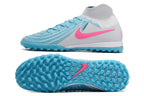 Phantom Luna Elite NU Men's Full Knit Waterproof TF Grass Stud Soccer Shoes with MD Sole - Sky Blue/White/Red