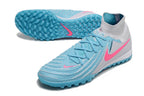 Phantom Luna Elite NU Men's Full Knit Waterproof TF Grass Stud Soccer Shoes with MD Sole - Sky Blue/White/Red