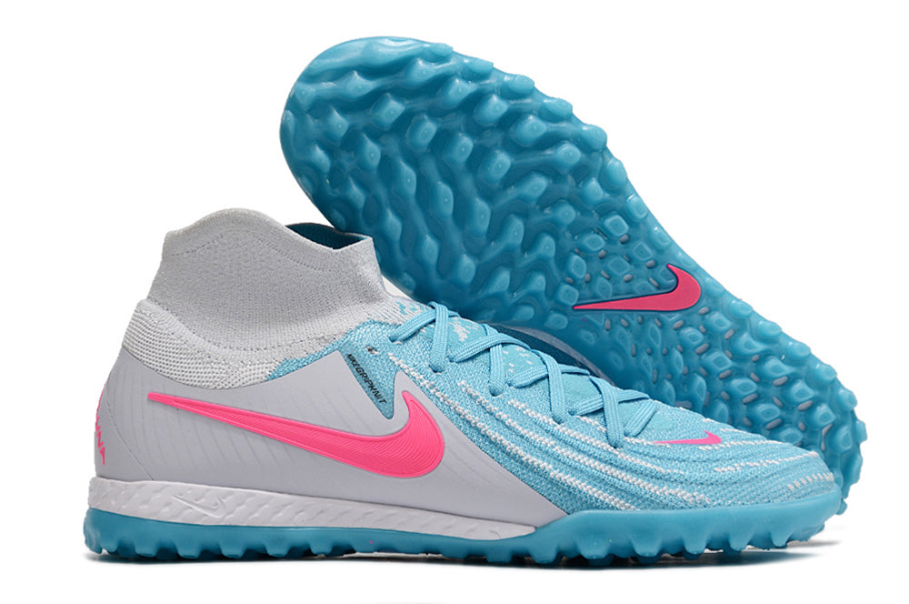 Phantom Luna Elite NU Men's Full Knit Waterproof TF Grass Stud Soccer Shoes with MD Sole - Sky Blue/White/Red