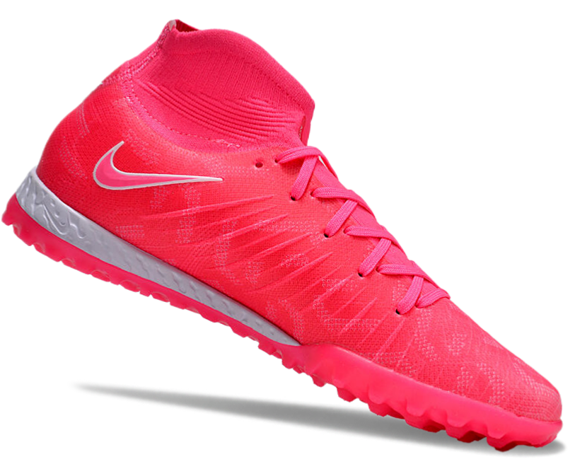 Phantom Luna Elite NU Men's Full Knit Waterproof TF Grass Stud Soccer Shoes with MD Sole - Trendy Pink/White