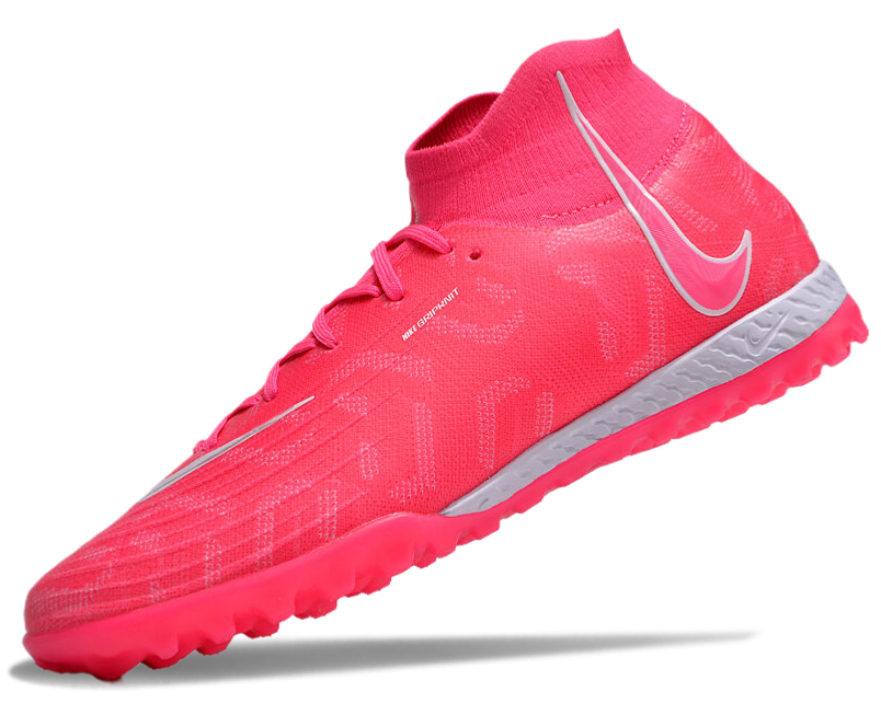 Phantom Luna Elite NU Men's Full Knit Waterproof TF Grass Stud Soccer Shoes with MD Sole - Trendy Pink/White