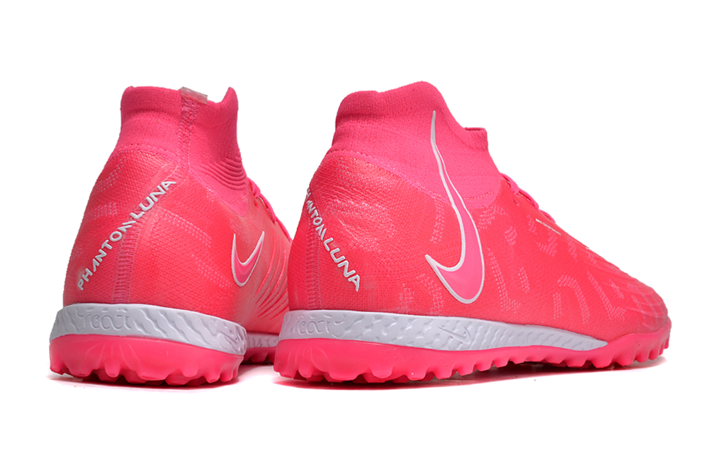 Phantom Luna Elite NU Men's Full Knit Waterproof TF Grass Stud Soccer Shoes with MD Sole - Trendy Pink/White