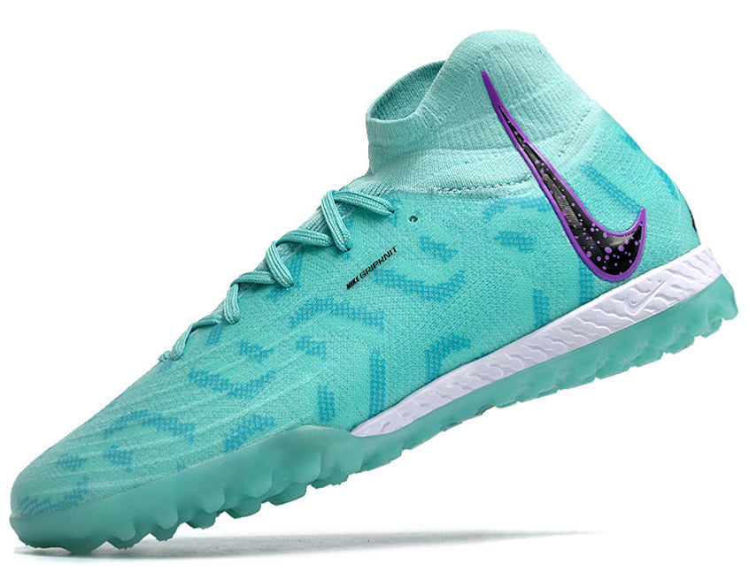 Phantom Luna Elite NU Men's Full Knit Waterproof TF Grass Stud Soccer Shoes with MD Sole - Turquoise/Blue/White/Black