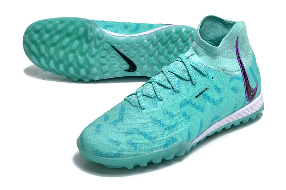 Phantom Luna Elite NU Men's Full Knit Waterproof TF Grass Stud Soccer Shoes with MD Sole - Turquoise/Blue/White/Black