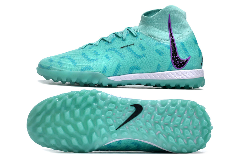 Phantom Luna Elite NU Men's Full Knit Waterproof TF Grass Stud Soccer Shoes with MD Sole - Turquoise/Blue/White/Black