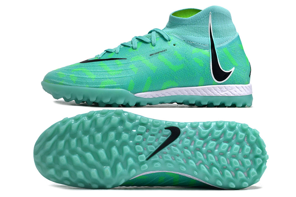 Phantom Luna Elite NU Men's Full Knit Waterproof TF Grass Stud Soccer Shoes with MD Sole - Turquoise/Green/White/Black