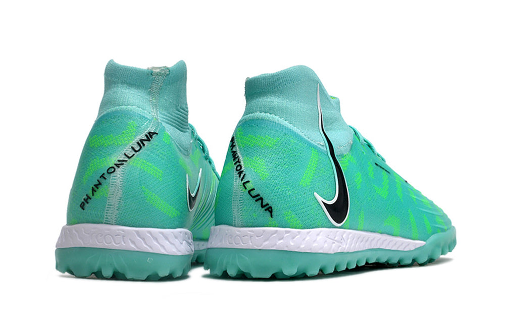 Phantom Luna Elite NU Men's Full Knit Waterproof TF Grass Stud Soccer Shoes with MD Sole - Turquoise/Green/White/Black