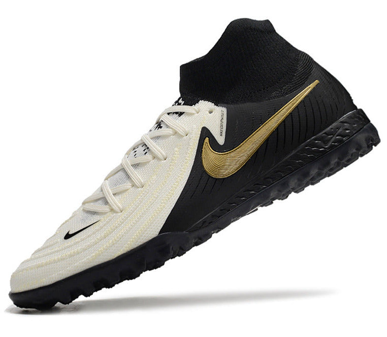 Phantom Luna Elite NU Men's Full Knit Waterproof TF Grass Stud Soccer Shoes with MD Sole - White/Black/Gold