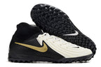 Phantom Luna Elite NU Men's Full Knit Waterproof TF Grass Stud Soccer Shoes with MD Sole - White/Black/Gold