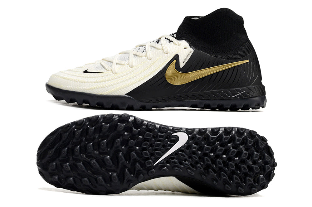 Phantom Luna Elite NU Men's Full Knit Waterproof TF Grass Stud Soccer Shoes with MD Sole - White/Black/Gold