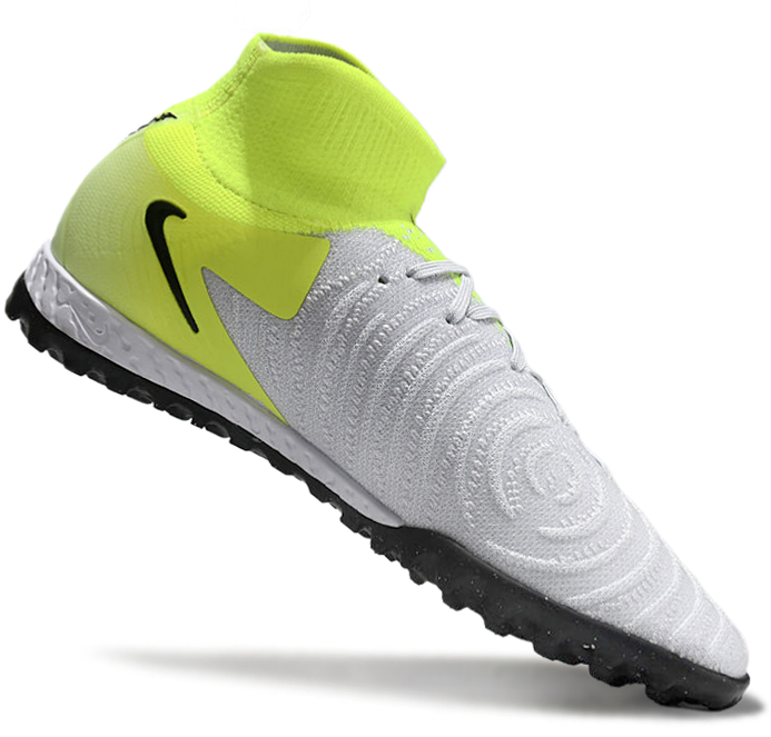 Phantom Luna Elite NU Men's Full Knit Waterproof TF Grass Stud Soccer Shoes with MD Sole - White/Neon Yellow/Black