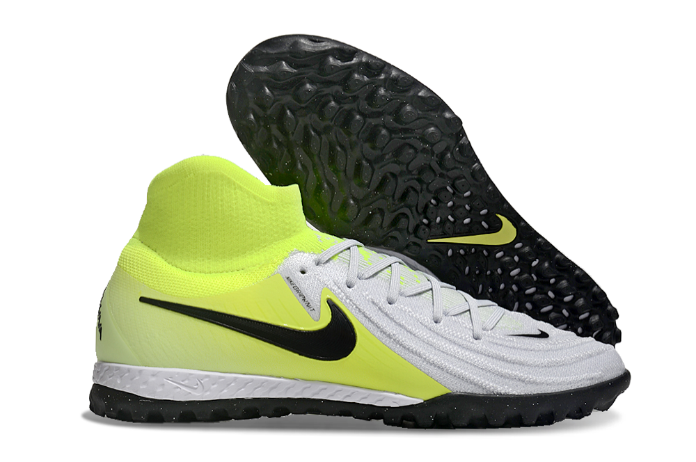 Phantom Luna Elite NU Men's Full Knit Waterproof TF Grass Stud Soccer Shoes with MD Sole - White/Neon Yellow/Black