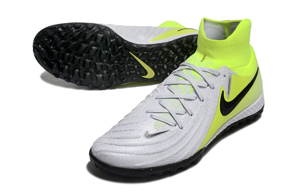 Phantom Luna Elite NU Men's Full Knit Waterproof TF Grass Stud Soccer Shoes with MD Sole - White/Neon Yellow/Black