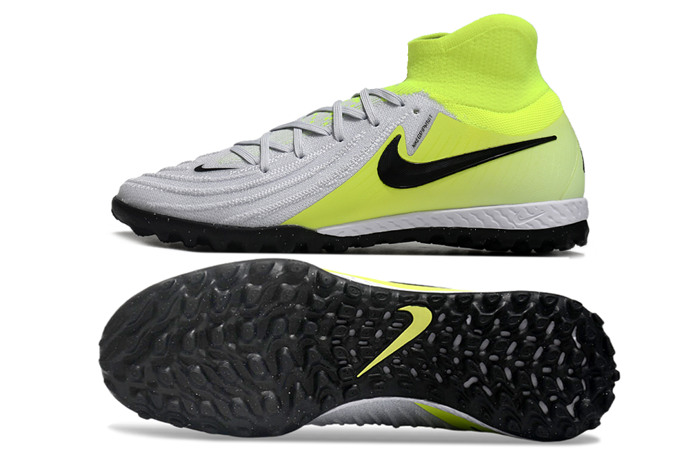 Phantom Luna Elite NU Men's Full Knit Waterproof TF Grass Stud Soccer Shoes with MD Sole - White/Neon Yellow/Black