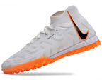 Phantom Luna Elite NU Men's Full Knit Waterproof TF Grass Stud Soccer Shoes with MD Sole - White/Orange/Black