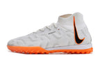 Phantom Luna Elite NU Men's Full Knit Waterproof TF Grass Stud Soccer Shoes with MD Sole - White/Orange/Black