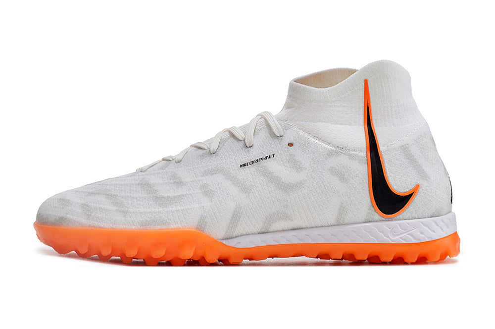 Phantom Luna Elite NU Men's Full Knit Waterproof TF Grass Stud Soccer Shoes with MD Sole - White/Orange/Black