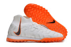 Phantom Luna Elite NU Men's Full Knit Waterproof TF Grass Stud Soccer Shoes with MD Sole - White/Orange/Black