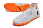 Phantom Luna Elite NU Men's Full Knit Waterproof TF Grass Stud Soccer Shoes with MD Sole - White/Orange/Black